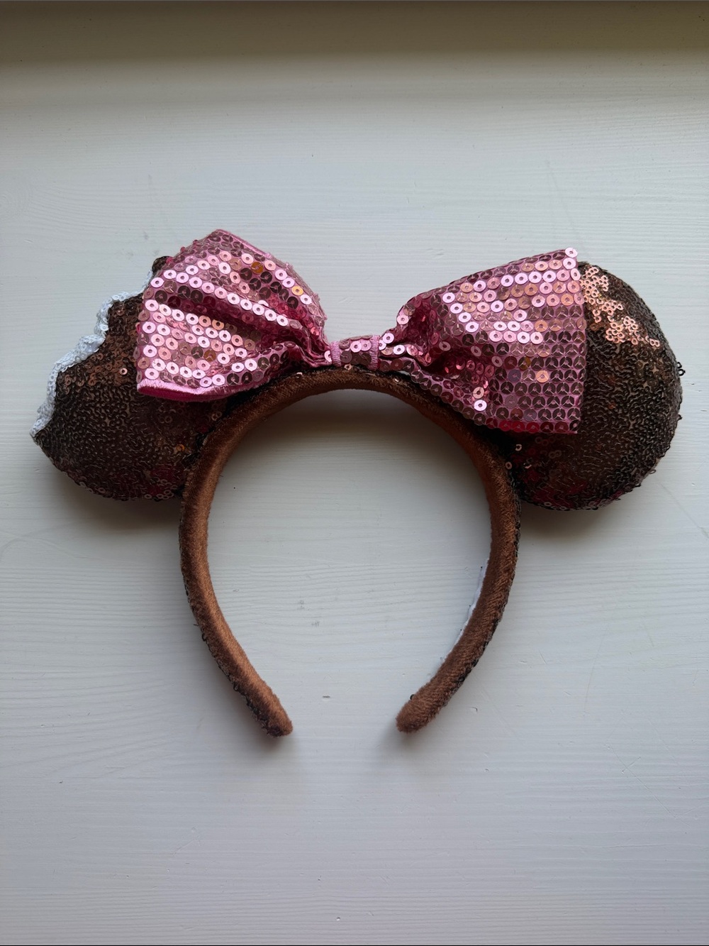 Kids Sequin Mouse Ear Headband with Pink Bow